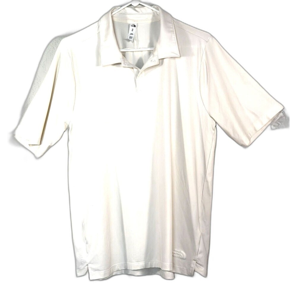 The North Face Men's Dune Sky Polo FlashDry Snap Polo Shirt M White Golf